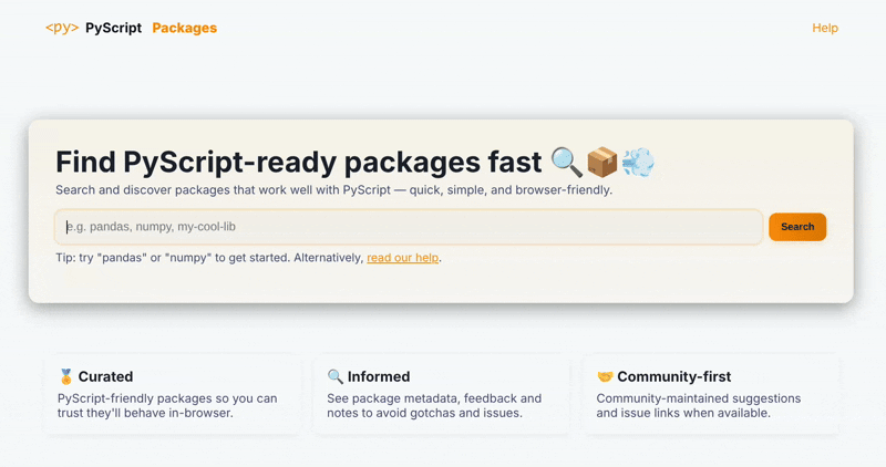Finding a package on the website.